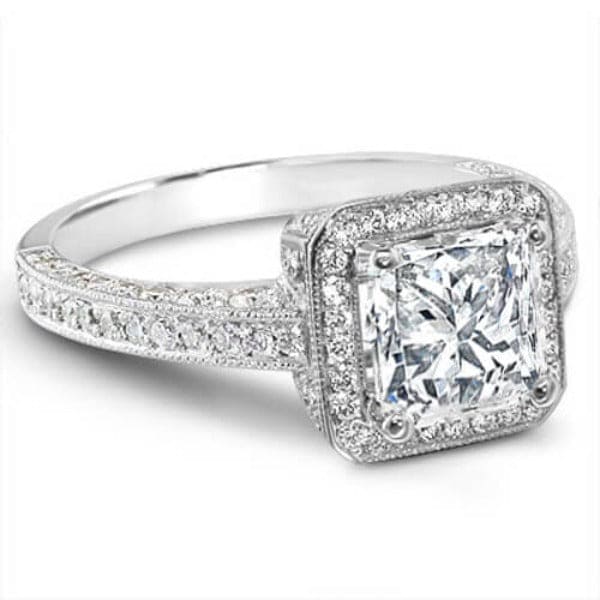 Halo princess cut engagement ring