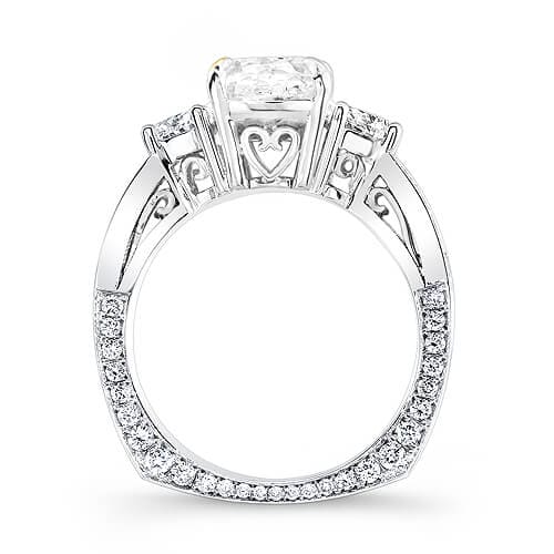 Cushion & half moon unique engagement ring side profile