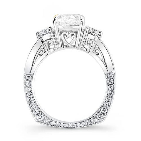 Cushion & Half Moon Unique Engagement Ring Side Profile