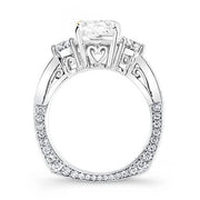 2.80 Ct. Cushion Cut & Half Moon Diamond Engagement Ring G,VS2 GIA