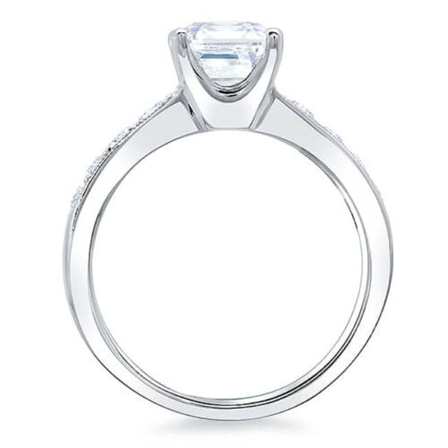 Asscher cut engagement ring with accents side profile