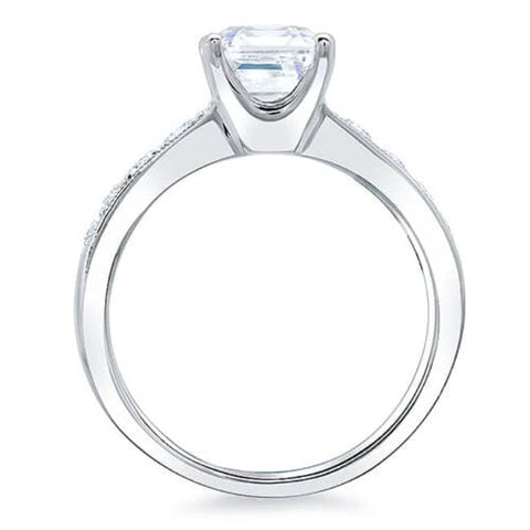 Asscher Cut Engagement Ring with Accents Side Profile