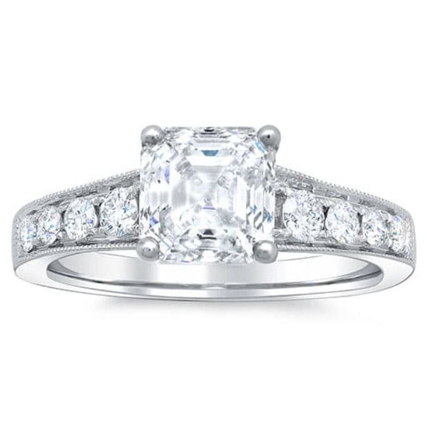 Asscher Cut Engagement Ring with Accents Front View