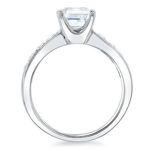 Asscher Cut Engagement Ring w Accents Side profile