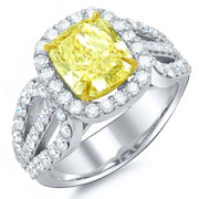 5.20 Ct. Canary Cushion Fancy Yellow Peace & Dove Diamond Ring VS1 GIA Certified