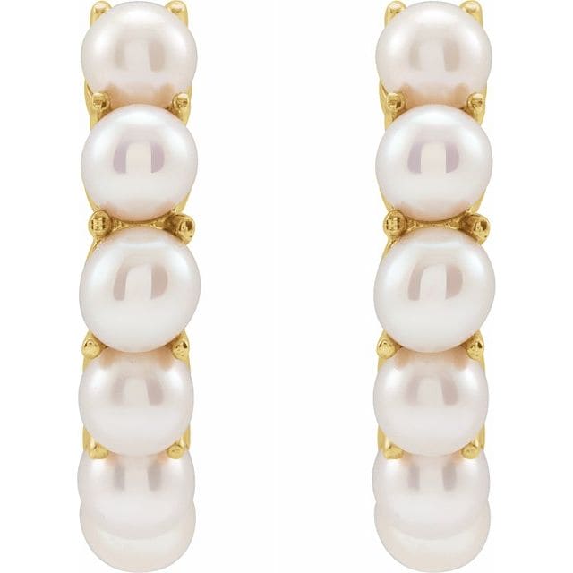 14K Gold Freshwater Cultured Pearl 15.5 mm Hoop Earrings