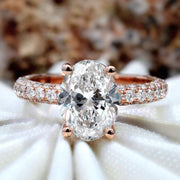 Hidden Halo Oval Engagement Ring in Rose Gold