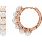 14K Gold Freshwater Cultured Pearl 15.5 mm Hoop Earrings