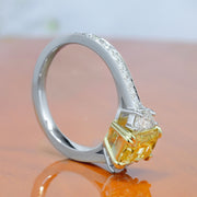 5.10 Ct. Elongated Fancy Yellow Radiant Cut Engagement Ring VVS1 GIA Certified