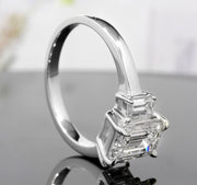 3 Stone Emerald Cut Engagement Ring Profile View