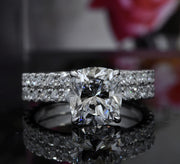 1.90 Ct. Classic Cushion Cut Engagement Ring Set G Color VVS1 GIA Certified