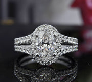 2.70 Ct. Halo Oval Cut Split Shank Engagement Ring G Color VS1 GIA Certified
