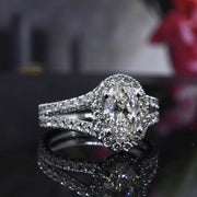 2.70 Ct. Halo Oval Cut Split Shank Engagement Ring G Color VS1 GIA Certified