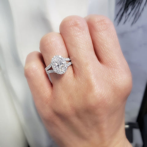 Split Shank Diamond Halo Engagement Ring S4193-14kt-White | Parris Jewelers  | Hattiesburg, MS