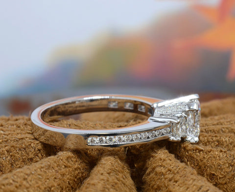 2.90 Ct. Asscher Cut Engagement Ring with Accents H Color VS1 GIA Certified