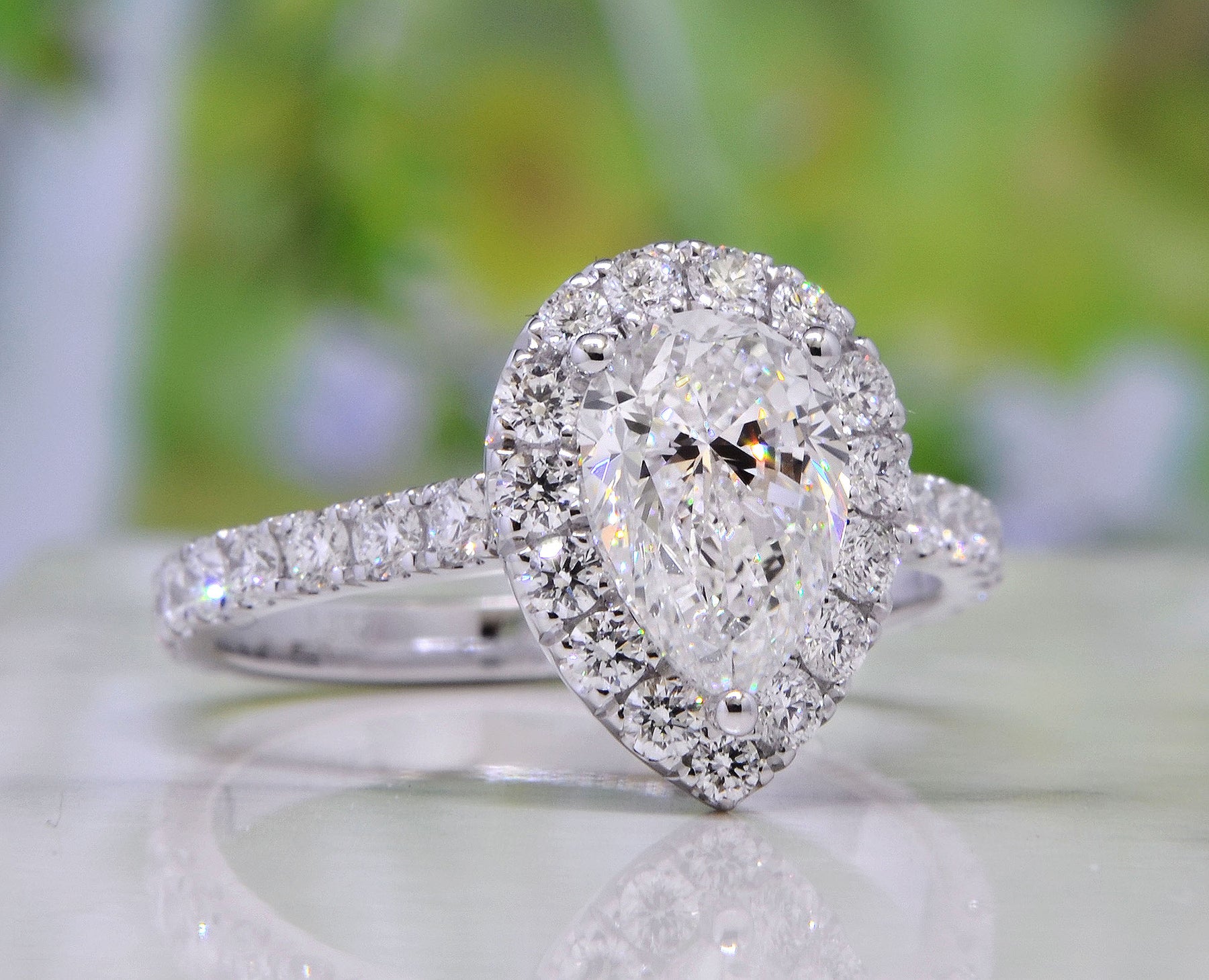 Pear halo diamond ring Clearance