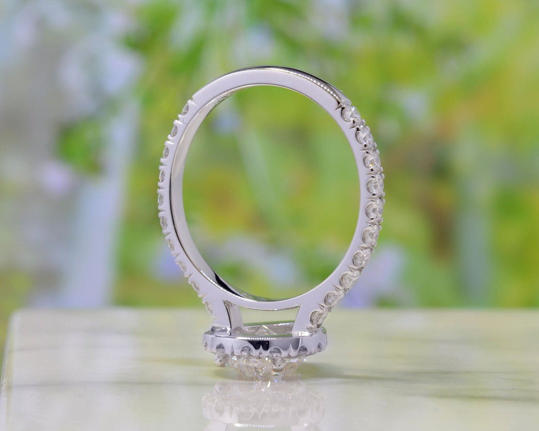 2.00 Ct. Halo Teardrop Pear Shaped Engagement Ring Set G Color VVS2 GIA Certified