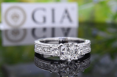 2.60 Ctw Deluna Cushion Cut Engagement Ring I Color VS1 GIA Certified