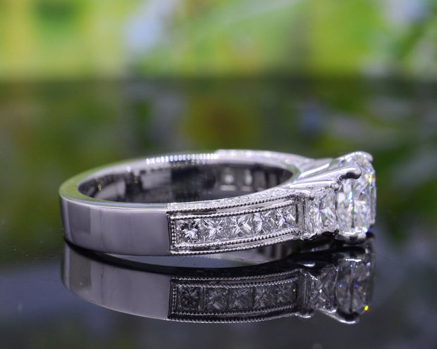 2.60 Ctw Deluna Cushion Cut Engagement Ring I Color VS1 GIA Certified