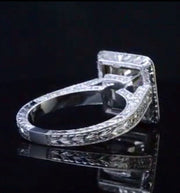 2.10 Ct. Hand carved Halo Asscher Cut Diamond Ring H Color VVS2 GIA Certified