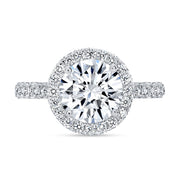 Diva Halo and Side Halo 3 Rows Pave Diamond Engagement Ring