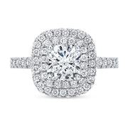 Cushion Double Halo n Side Halo Diamond Engagement Ring