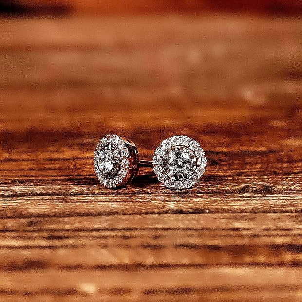 0.90 Ct. Halo Diamond Earrings