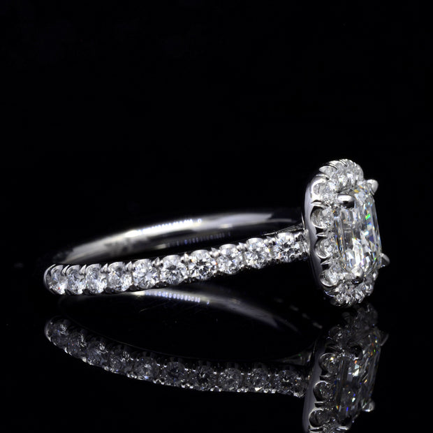 3.45 Ct. Asscher Cut Halo Pave Engagement Ring I Color VS1 GIA Certified