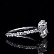 1.95 Ct. Square Halo Asscher Cut French Pave Diamond Ring F Color VS2 GIA Certified