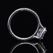 3.95 Ct Asscher Cut Halo Pave Diamond Ring H Color VS2 GIA Certified