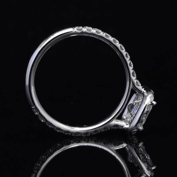 3.95 Ct Asscher Cut Halo Pave Diamond Ring H Color VS2 GIA Certified