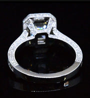 2.95 Ct Halo Asscher Cut Hidden Halo Engagement Ring Set F Color VS1 GIA Certified