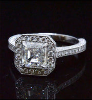 4.10 Ct. Halo Asscher Cut Pave Engagement Ring H Color VS1 GIA Certified