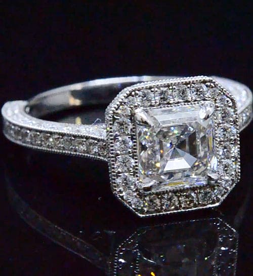 Halo Asscher Cut Engagement Ring