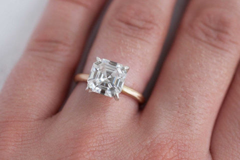 1.00 Ct. Asscher Cut Solitaire Ring Set E Color VS1 GIA Certified
