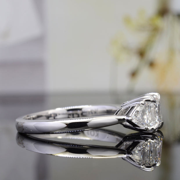 2.60 Ct. Asscher Cut & Trillions 3 Stone Diamond Ring H Color VS1 GIA Certified