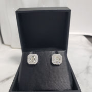 1.26 Ct. Princess Cut Halo Diamond Earrings