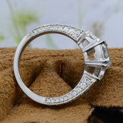 Asscher & Trillion 3 Stone Engagement Ring Side Profile