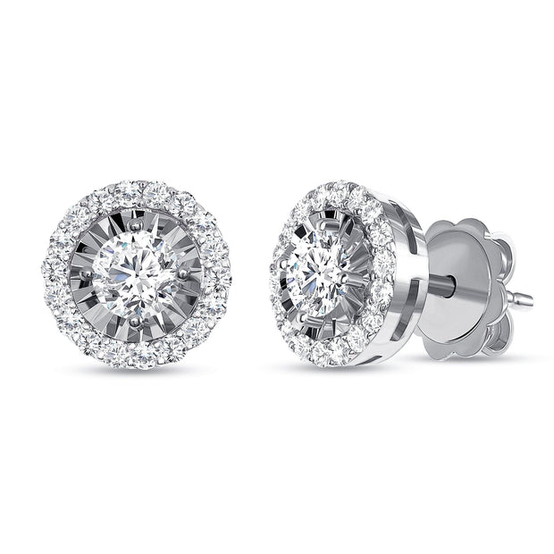 0.90 Ct. Halo Diamond Earrings