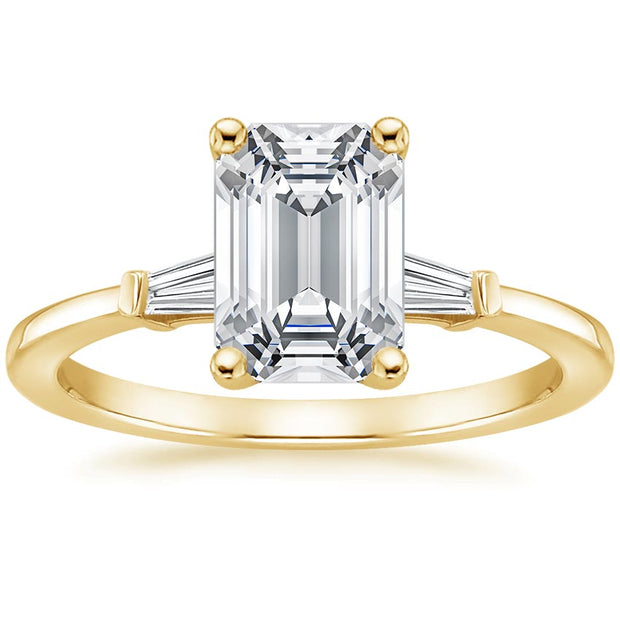 Emerald Cut with Baguettes 3 Stone Diamond Ring