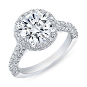 Diva Halo and Side Halo 3 Rows Pave Diamond Engagement Ring