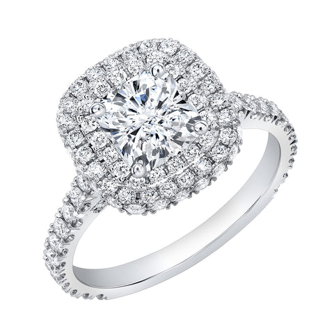 Cushion Double Halo with Hidden Halo Engagement Ring