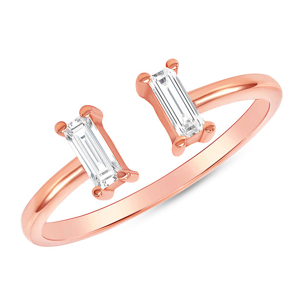 Rose Gold Baguette Diamond Cuff Ring