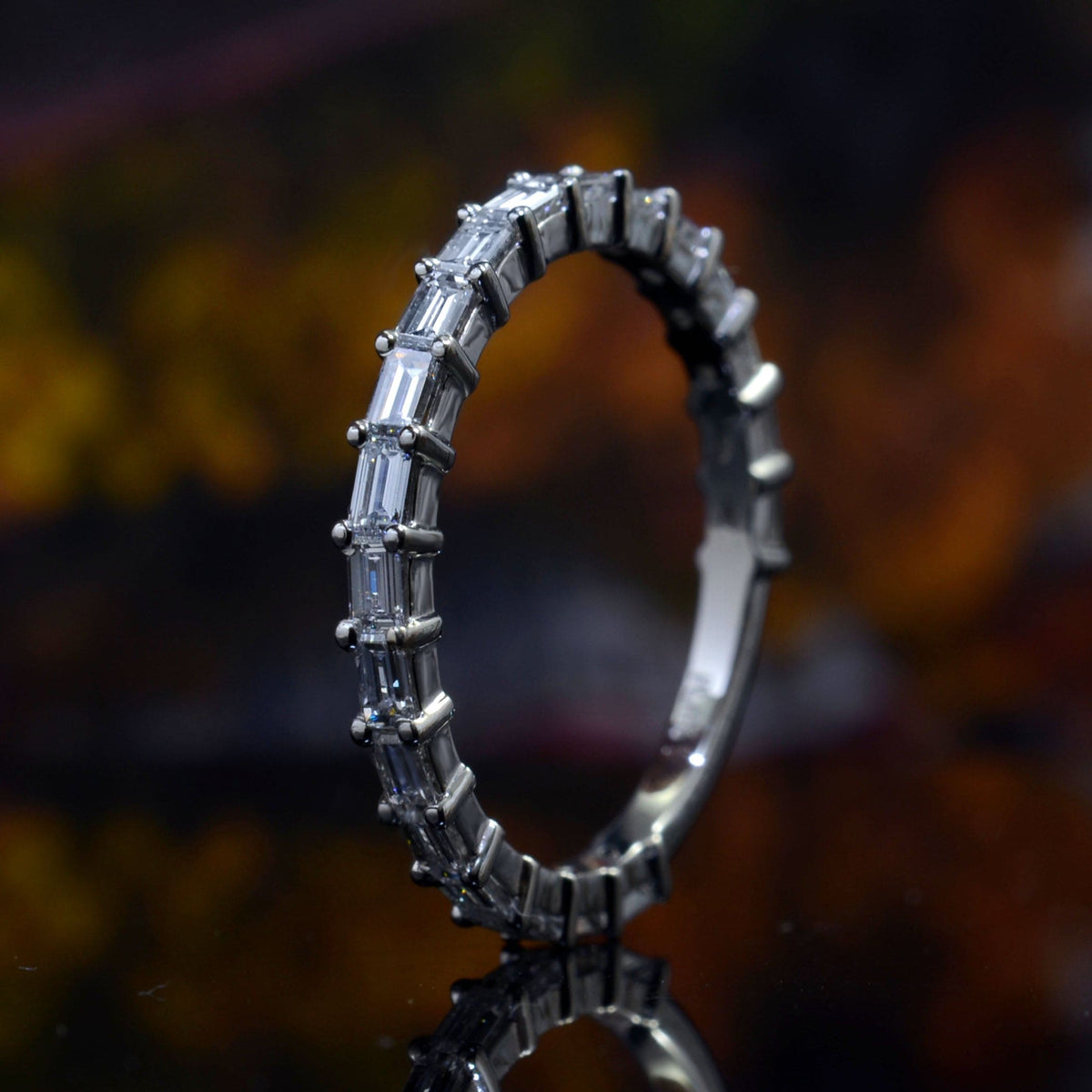 East to west baguette cut diamond ring anniversary band