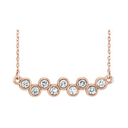 rose gold bezel diamond bar necklace