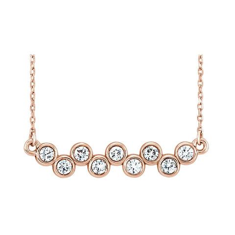 rose gold bezel diamond bar necklace