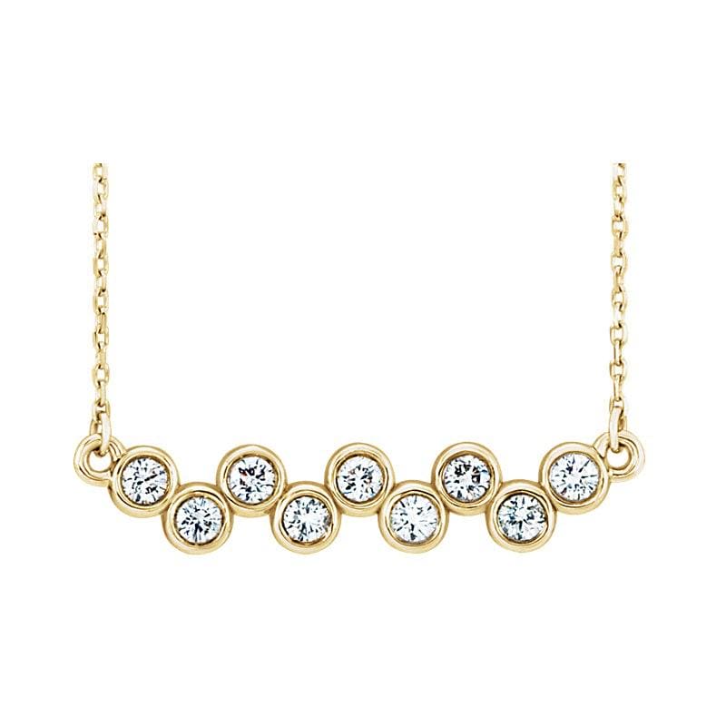 Bezel diamond up down bar necklace