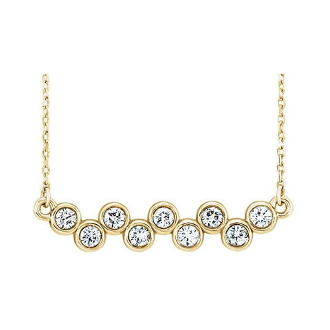 Bezel Diamond Up Down Bar Necklace