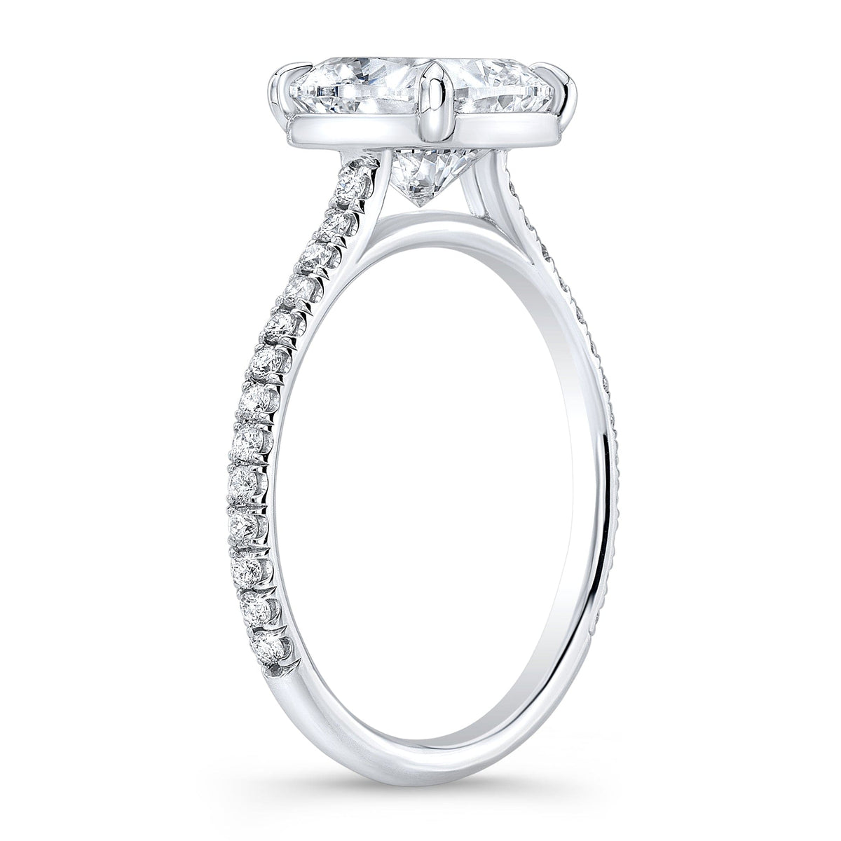  classic u pave diamond engagement ringside view