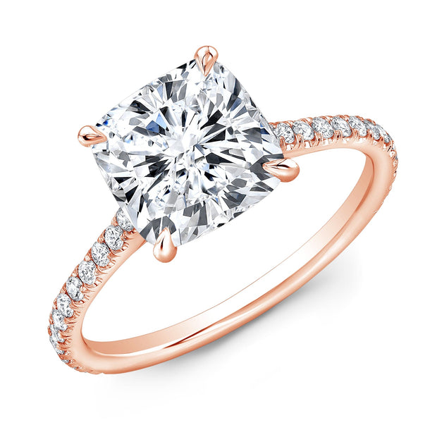 Semi Setting Bonjour Classic U-Pave Diamond Engagement Ring Rose Gold